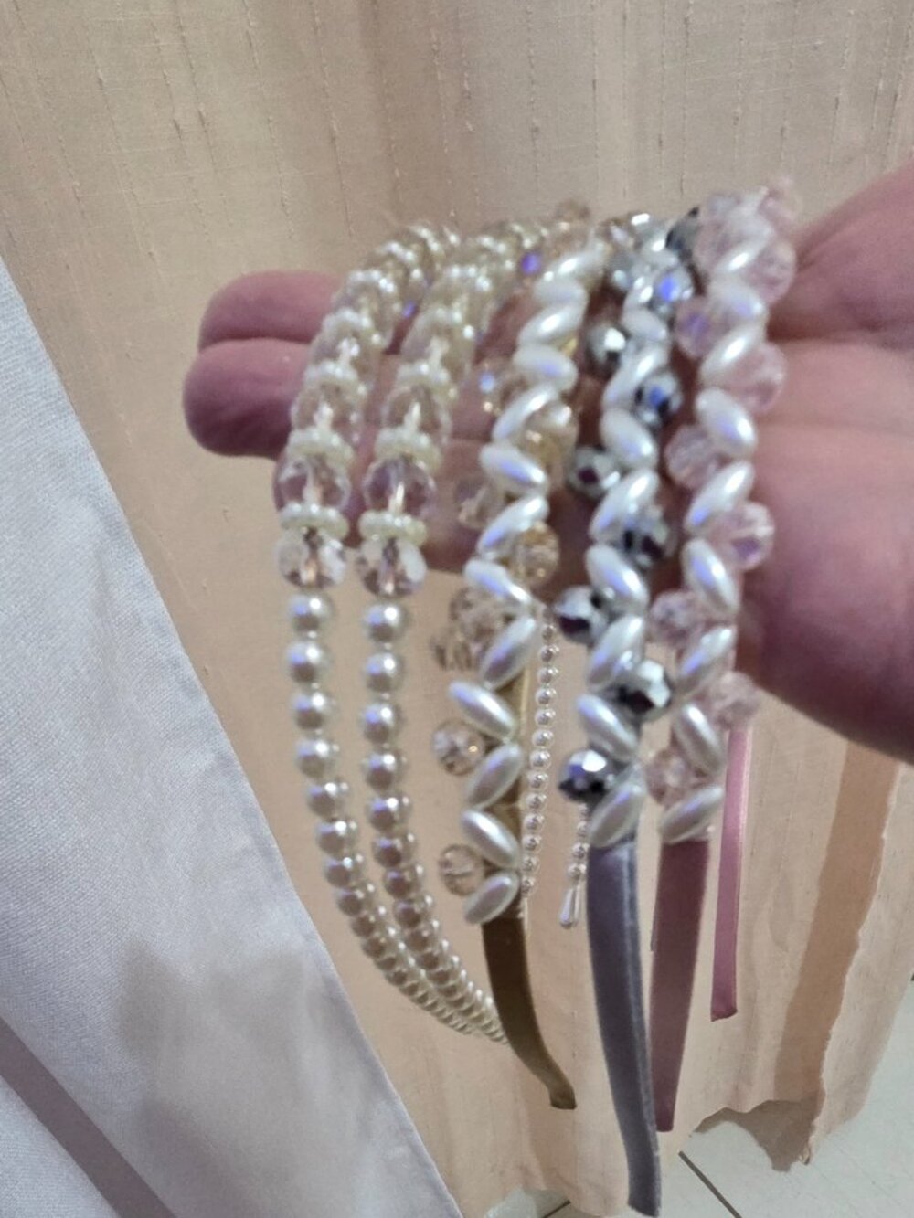 Pearl & Crystal Headband Elegant Beaded for Women's Girl